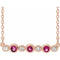 Collier en or rose 14 carats serti clos de tourmaline rose naturelle et de diamants naturels (0,08 carat au total), 40-45 cm