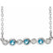 Collier en platine serti clos d'aigue-marine naturelle et de diamants naturels (0,08 carat au total), 40-45 cm