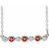 Collier en argent sterling serti clos de citrine naturelle et de diamants naturels (0,08 carat au total), 40-45 cm