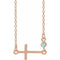 Collier croix latérale en or rose 14 carats et zircon bleu naturel, 40-45 cm