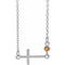 Collier croix latérale en argent sterling et citrine naturelle (40-45 cm)