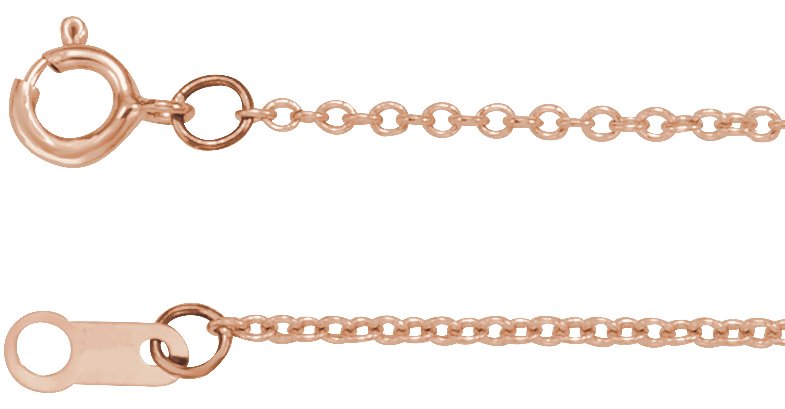 14K Rose Gold 1 mm Adjustable Cable 16-18"Chain