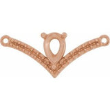 Collier en or 14 carats avec pendentif en forme de « V » orné d'une rose