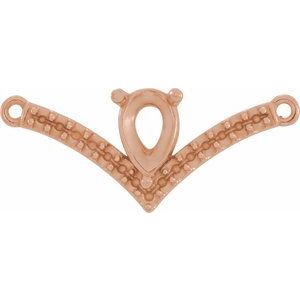 Collier en or 14 carats avec pendentif en forme de « V » orné d'une rose