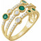 Bague en or 14 carats sertie d'une émeraude naturelle jaune et de diamants naturels (3/8 carat au total).