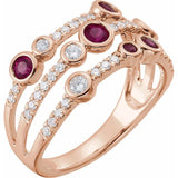 Bague rubis rose 14 carats et diamant 3/8 CTW