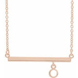 Collier avec pendentif rond en or rose 14 carats de 3 mm serti clos, barre de 16 pouces