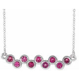 Collier en argent sterling serti clos de tourmaline rose naturelle, 40-45 cm