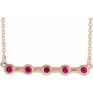 Collier avec rubis rose 14 carats de laboratoire serti clos, 45,7 cm (18 pouces)
