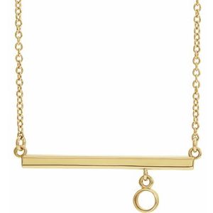 Collier avec pendentif rond en or jaune 14 carats de 3 mm serti clos, barre de 16 pouces