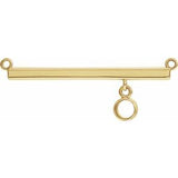 Centre de collier en or jaune 18 carats, barre ronde de 3 mm sertie clos