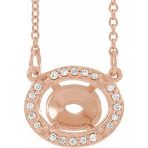 Collier semi-serti de 42 cm (16 1/2") en or rose 14 carats, diamants naturels ovales 9 x 7 mm (0,04 carat au total), taille 9 x 7 mm.