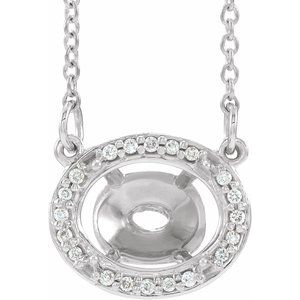 Collier semi-serti de 42 cm (16 1/2") en or blanc 14 carats, diamants naturels ovales 9 x 7 mm (0,04 carat au total), orné de diamants ovales 9 x 7 mm.