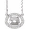 Collier en platine serti de diamants naturels ovales 9x7 mm (0,04 carat au total), semi-sertis, 42 cm (16 1/2