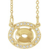 Collier semi-serti de 42 cm (16 1/2") en or jaune 14 carats, serti de diamants naturels ovales de 9 x 7 mm (0,04 carat au total)