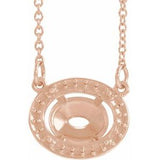 Monture de collier ovale style halo 9x7 mm en or rose 14 carats, 41,9 cm (16 1/2")