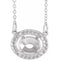 Monture de collier ovale en platine 9x7 mm style halo 16 1/2