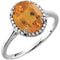 Bague en or blanc 14 carats avec citrine naturelle 10x8 mm et diamants naturels (0,06 carat au total).