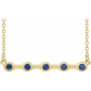Collier avec pendentif barrette de 45,7 cm (18 pouces) serti clos d'un saphir bleu naturel jaune 14 carats