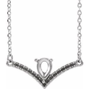 Monture de collier en V 16" avec accents blancs 14K