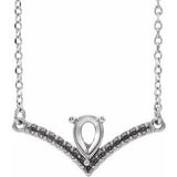 Monture de collier en V 18" avec accents blancs 14K