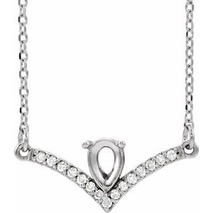 Collier semi-serti en or blanc 14 carats, diamants naturels en forme de poire de 6 x 4 mm (0,06 carat au total), taille poire, 45,7 cm (18 pouces).