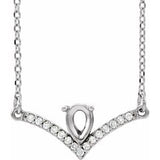 Collier en platine serti semi-perle de diamants naturels (taille poire 6x4 mm, 0,06 carat au total) - 40,6 cm (16 pouces)