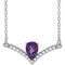 Collier de 45,7 cm (18 pouces) en or blanc 14 carats, améthyste naturelle et diamants naturels (0,06 carat au total).