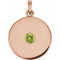 Pendentif disque en péridot naturel rose 14 carats