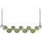 Collier avec pendentif barrette en or blanc 14 carats serti clos de péridot naturel et 16-18 pouces