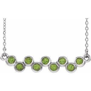 Collier en platine avec péridot naturel serti clos, 40-45 cm
