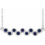 Collier en argent sterling serti clos d'un saphir bleu de laboratoire, 40-45 cm