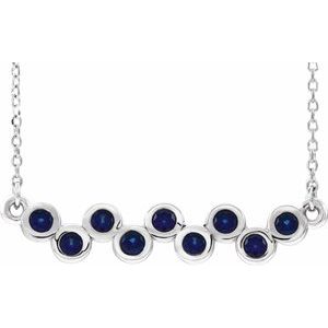 Collier en argent sterling serti clos d'un saphir bleu de laboratoire, 40-45 cm