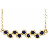 Collier avec saphir bleu cultivé en laboratoire et monture sertie clos, or jaune 14 carats, 40-45 cm