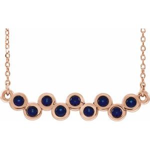 Collier avec saphir bleu naturel rose 14 carats serti clos, 40-45 cm