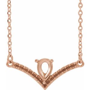 Monture de collier en V de 18 pouces avec accent rose 14 carats