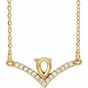 Collier semi-serti en or jaune 14 carats, diamants naturels en forme de poire de 6 x 4 mm (0,06 carat au total), taille V, 40,6 cm (16 pouces).