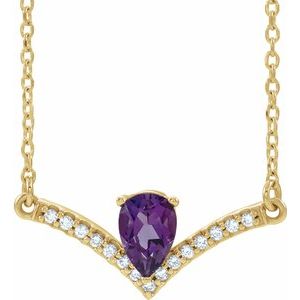 Collier de 40 cm (16 pouces) en or 14 carats, orné d'améthystes jaunes naturelles et de diamants naturels (0,06 carat au total).