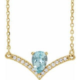 Collier de 45,7 cm (18 pouces) en or 14 carats, orné d'une aigue-marine naturelle jaune et de diamants naturels (0,06 carat au total).