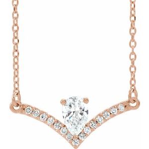 Collier en or rose 14 carats serti de diamants naturels (3/8 carat au total), 40,6 cm (16 pouces).