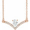 Collier en or rose 14 carats serti de diamants naturels (3/8 carat au total), 40,6 cm (16 pouces).