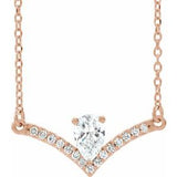 Collier en or rose 14 carats serti de diamants naturels (3/8 carat au total) de 45,7 cm (18 pouces).
