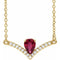 Collier de 45,7 cm (18 pouces) en or 14 carats, rubis naturel jaune et diamants naturels (0,06 carat au total).