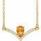 Collier de 45,7 cm (18 pouces) en or 14 carats, orné d'une citrine naturelle jaune et de diamants naturels (0,06 carat au total).