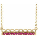 Collier barrette 16 pouces en or jaune 14 carats avec rubis naturel et motif infini