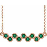 Collier avec barrette sertie d'une émeraude naturelle rose 14 carats, 40-45 cm