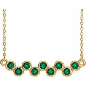 Collier avec barrette sertie d'une émeraude jaune 14 carats cultivée en laboratoire, de 40 à 45 cm (16 à 18 pouces).