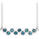 Collier avec barrette sertie clos d'aigue-marine naturelle blanche 14 carats, 40-45 cm