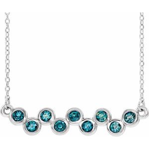 Collier avec barrette sertie clos d'aigue-marine naturelle blanche 14 carats, 40-45 cm