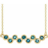 Collier avec barrette sertie clos d'aigue-marine naturelle jaune 14 carats, 40-45 cm